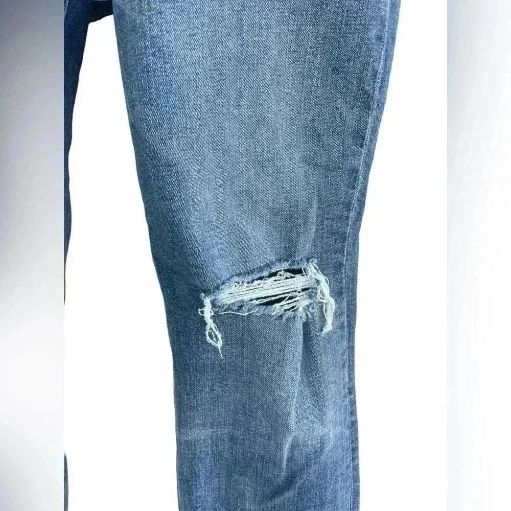 J.Crew Mercantile women’s distressed blue jeans super cute hems sz 26 preloved - Picture 2 of 6